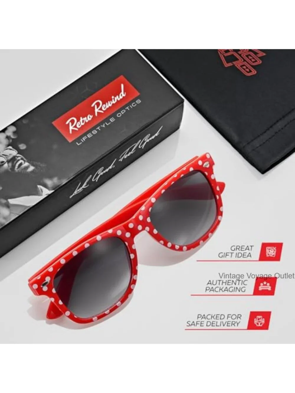 Retro Polka Dot Vintage Sunglasses for Women UV400 Protective Wayfarer Shades